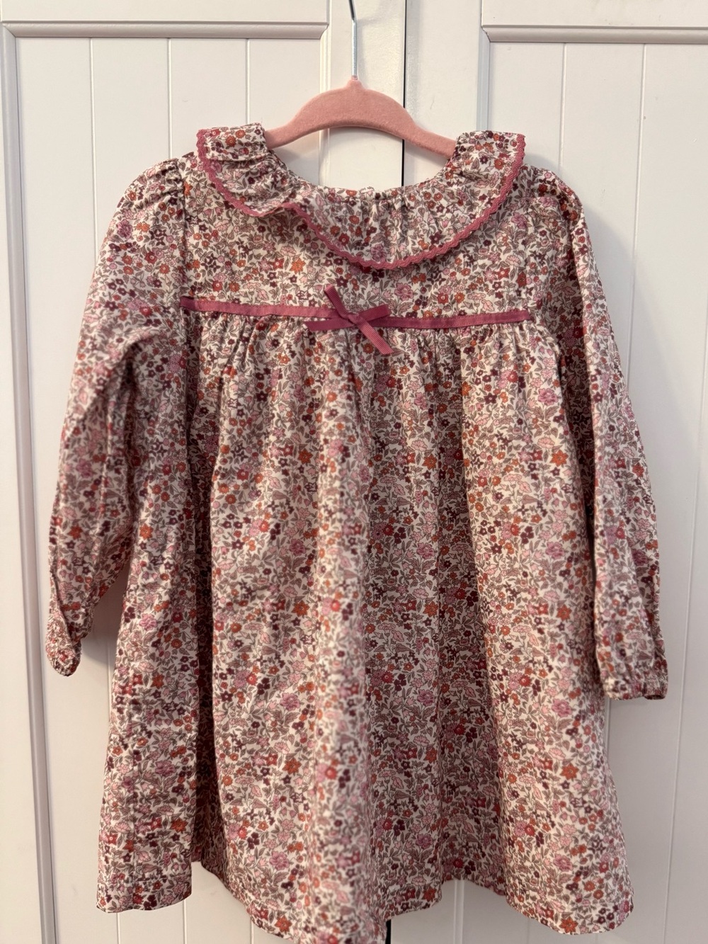 Trotters London Floral Long-Sleeve Dress in Pink